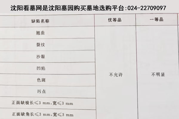 墓材质量验收的沈阳墓地陵园内容